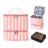 Double Layer Nail Polish Organizer Bag Large Capacity Handheld Essential Oil Storage Bag 30 Compartment Cosmetic Bag
