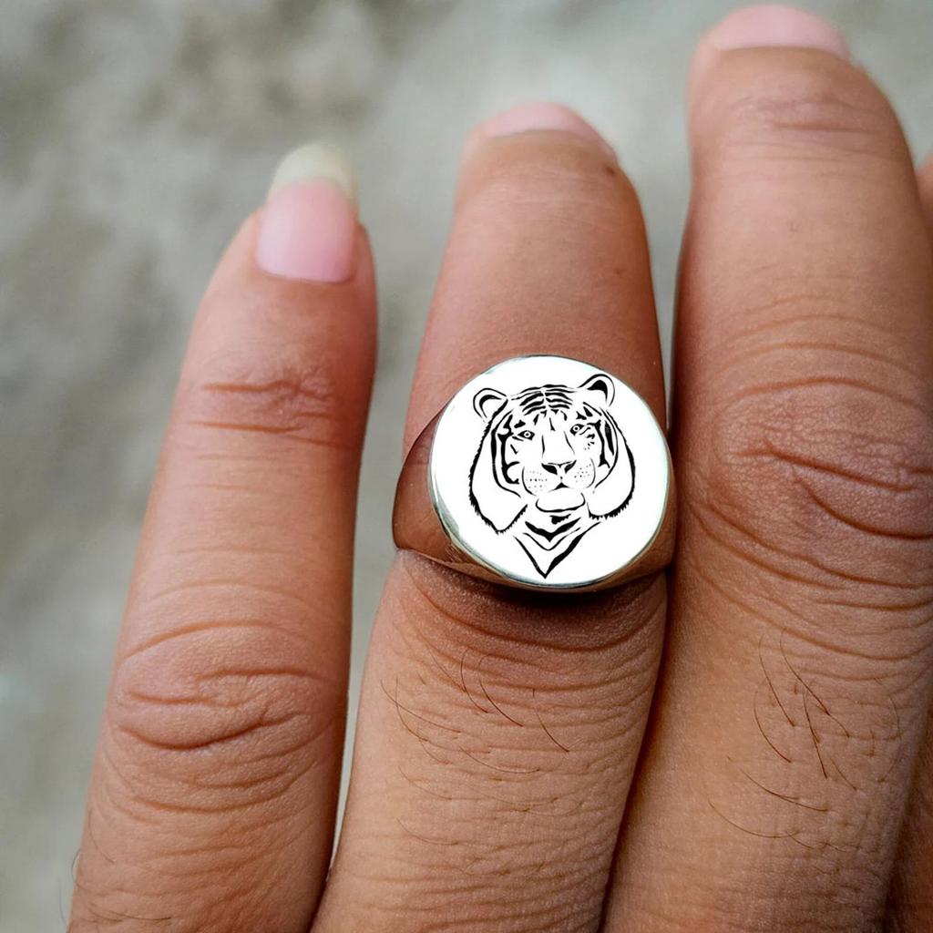 Sterling Silver Lion Signet Ring: Zodiac Animal Jewelry