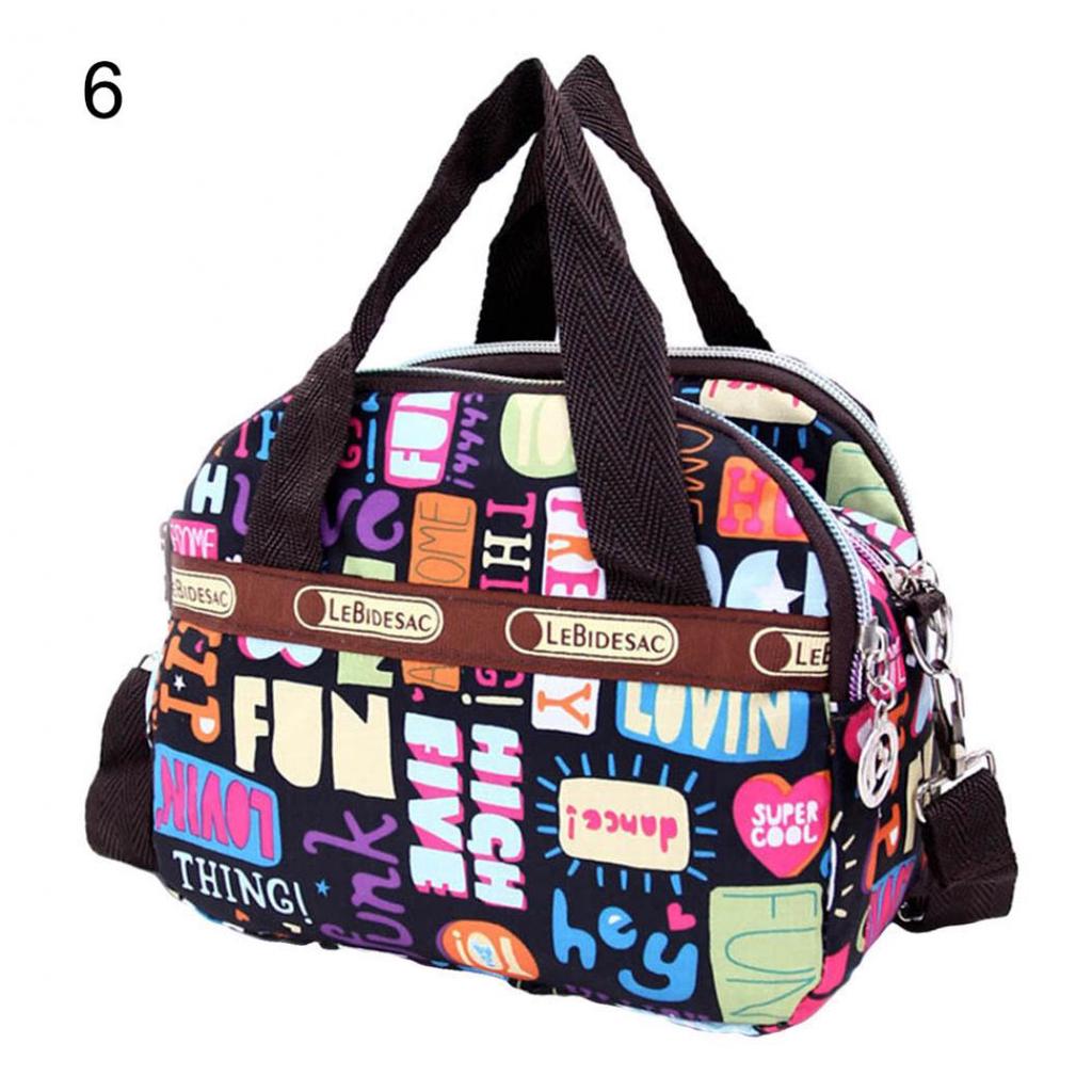 Handtasche mit mehreren Taschen und Reißverschluss und mehrfarbigem Blumendruck für Damen