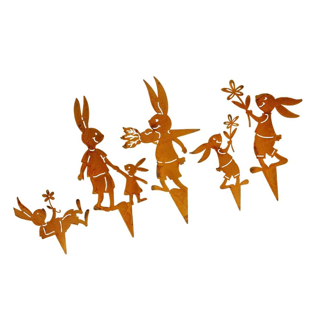 Zardzewiały Palik Statua Królika Zardzewiałe Figurki w Kształcie Królika Roślina do Dekoracji Rzeźbiarskich Wewnętrznych i Zewnętrznych