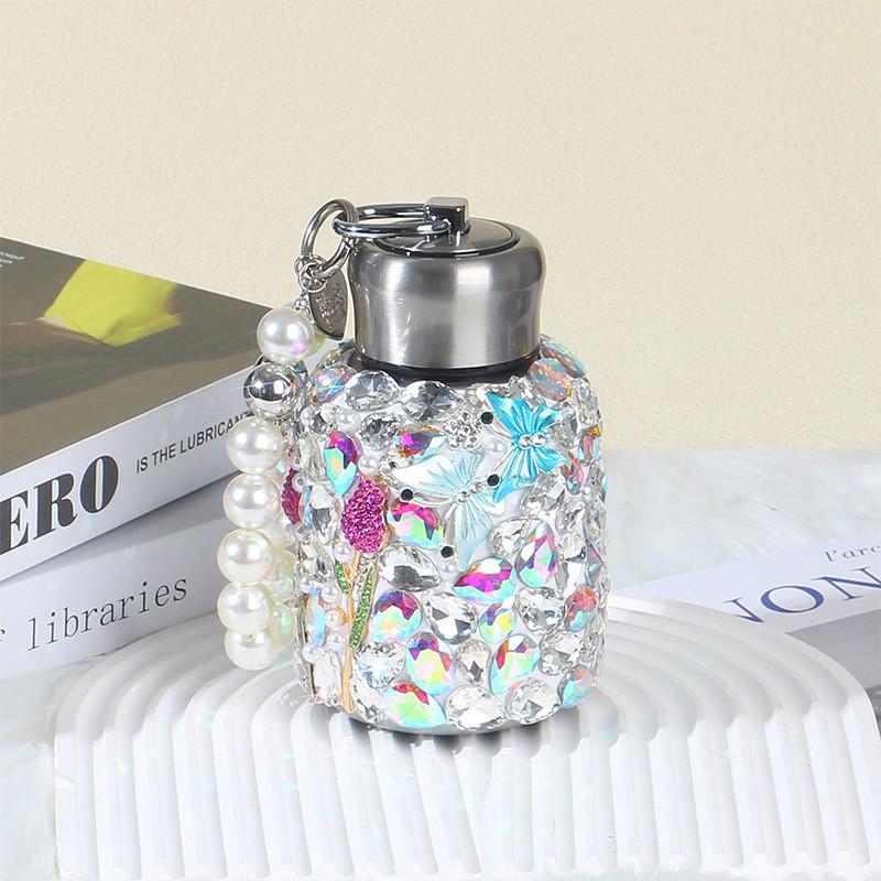Stainless Steel Insulated Tumbler With Crystal Rhinestones - Trendy Large Capacity Car Cup Office Travel