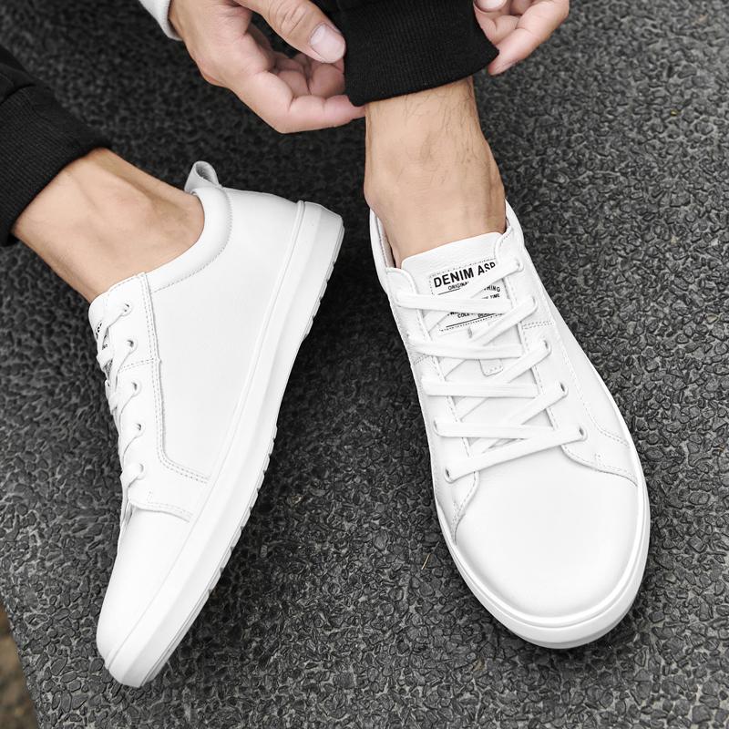 Pánské ležérní šněrovací tenisky, módní a pohodlné tenisky Ležérní pánská obuv z pravé kůže