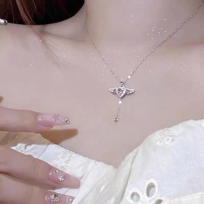 Angel Love Wings Necklace Women'S Light Luxury Niche Love Clavicle Design Premium Neck Chain Pendant