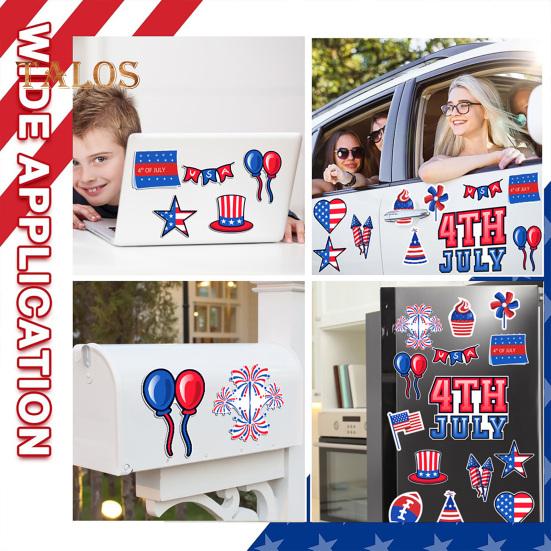 14/17/23/24Pcs USA Independence Day Refrigerator Magnet Waterproof PVC Patriotic 4th of July Festival Cartoon Magnetic Decoration Ornament