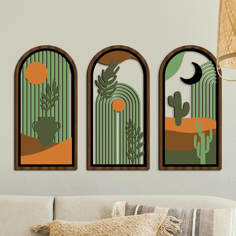 3 Stück 40cmX20cm Boho-Stil Hohlholz Retro Rustikal Blattmuster Wandbehang Kunst Wohnzimmer Schlafzimmer Wandbehang Heimdekoration