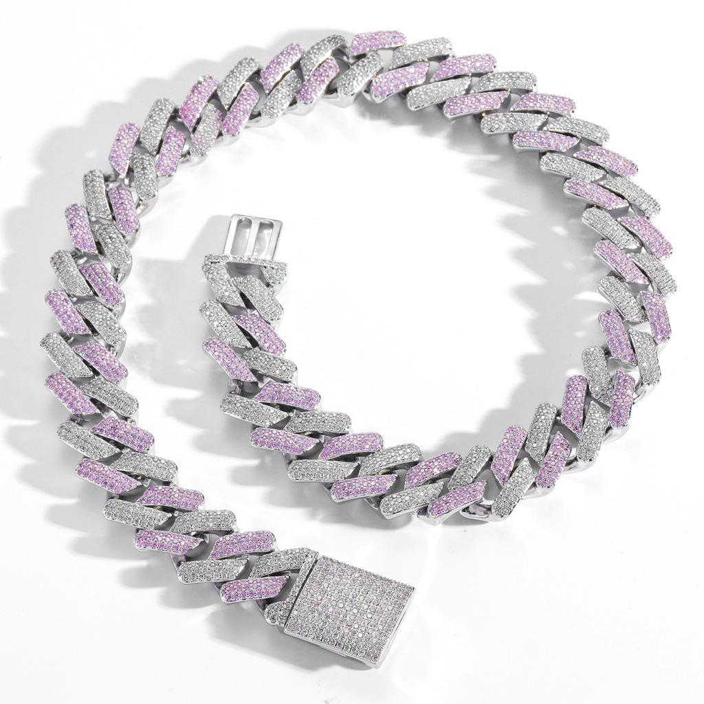 European-American Bestseller: 20mm Three-Row Zircon Cuban Chain, Real Gold Plated, Full Diamond Hip Hop Necklace