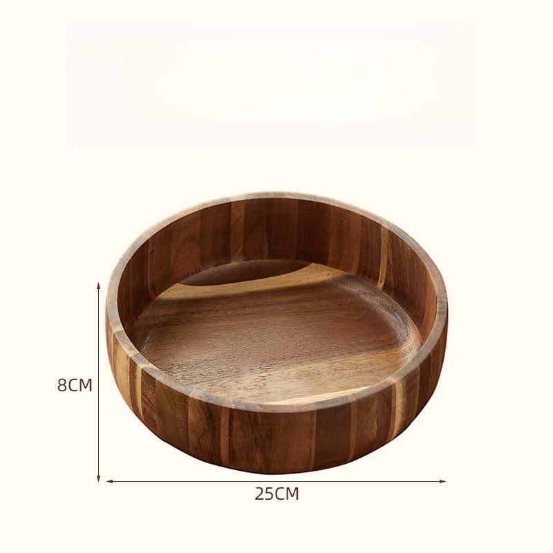 Wooden Salad Bowl Set Acacia Fruit Dish Ice Cream Dry Food Mixing Bowl Kitchenware