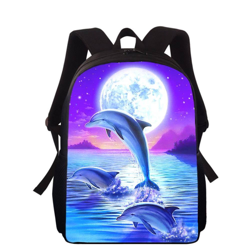 Dolphin Animal 16" 3D Print Kids Backpack Primary School Bags for Boys Girls Back Pack Students School Book Bags