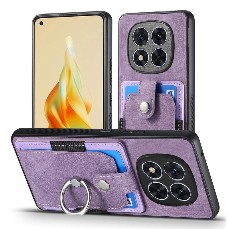 Luxury Leather Car Magnetic Wallet Case for Xiaomi Redmi Note 14 Pro Plus Ring Stand Card Slot Cover for Redmy Note14 Note14pro+