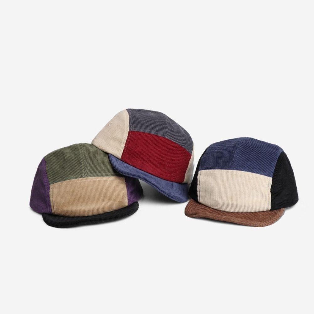 Color Matching Five-panel Sun Hat Short Brim Flat Edge Hat Baseball Cap For Autumn and Winter
