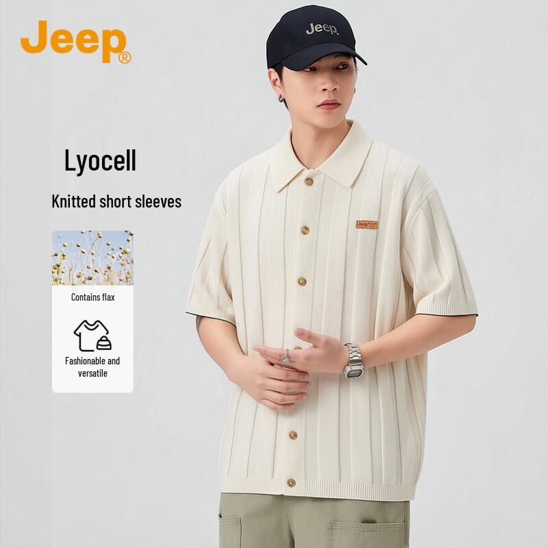 JEEP Men s Lyocell Linen Knit Polo Cardigan XL