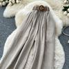 Summer Women Chic Boho Cotton Linen High Waist Wide Leg Pocket Pant Trouser With Belt For Girls
