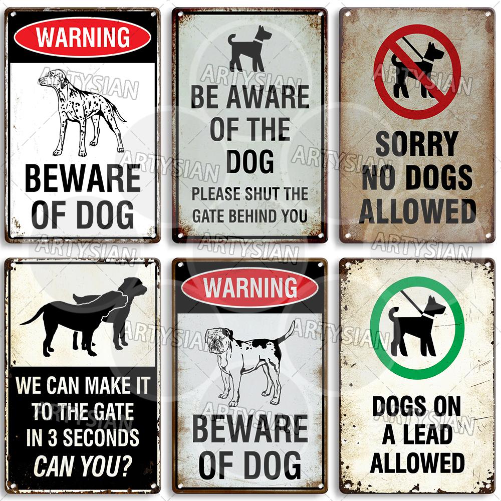 Beware Of Dogs Metal Sign Doberman Rottweiler Beagle Border Collie Dalmatian Bulldog GSD No Dogs Allowed Guide Dogs Welcome