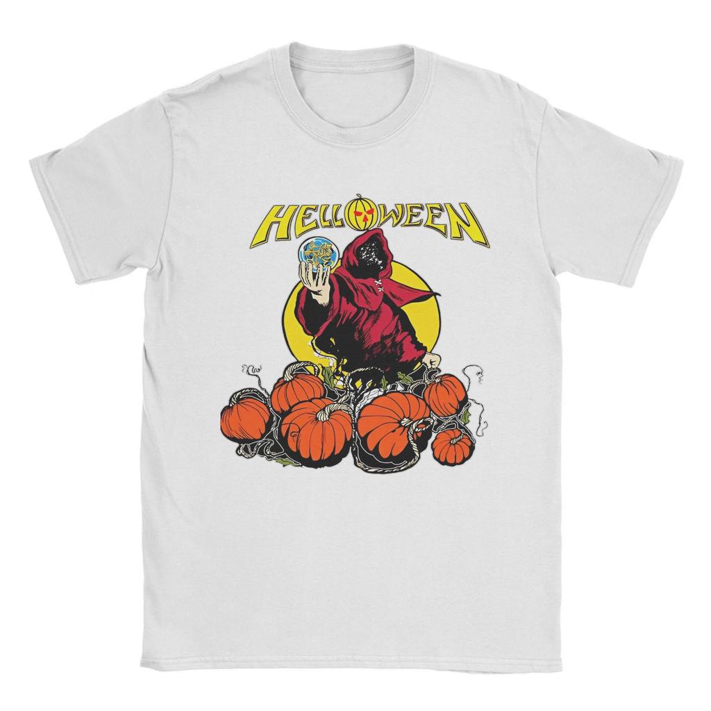 Heavy Metal Helloween Kapela Pánské Bavlněné Vintage Tričko s Kulatým Výstřihem Německé Power Rockové Tričko s Krátkým Rukávem Oblečení Plus Size