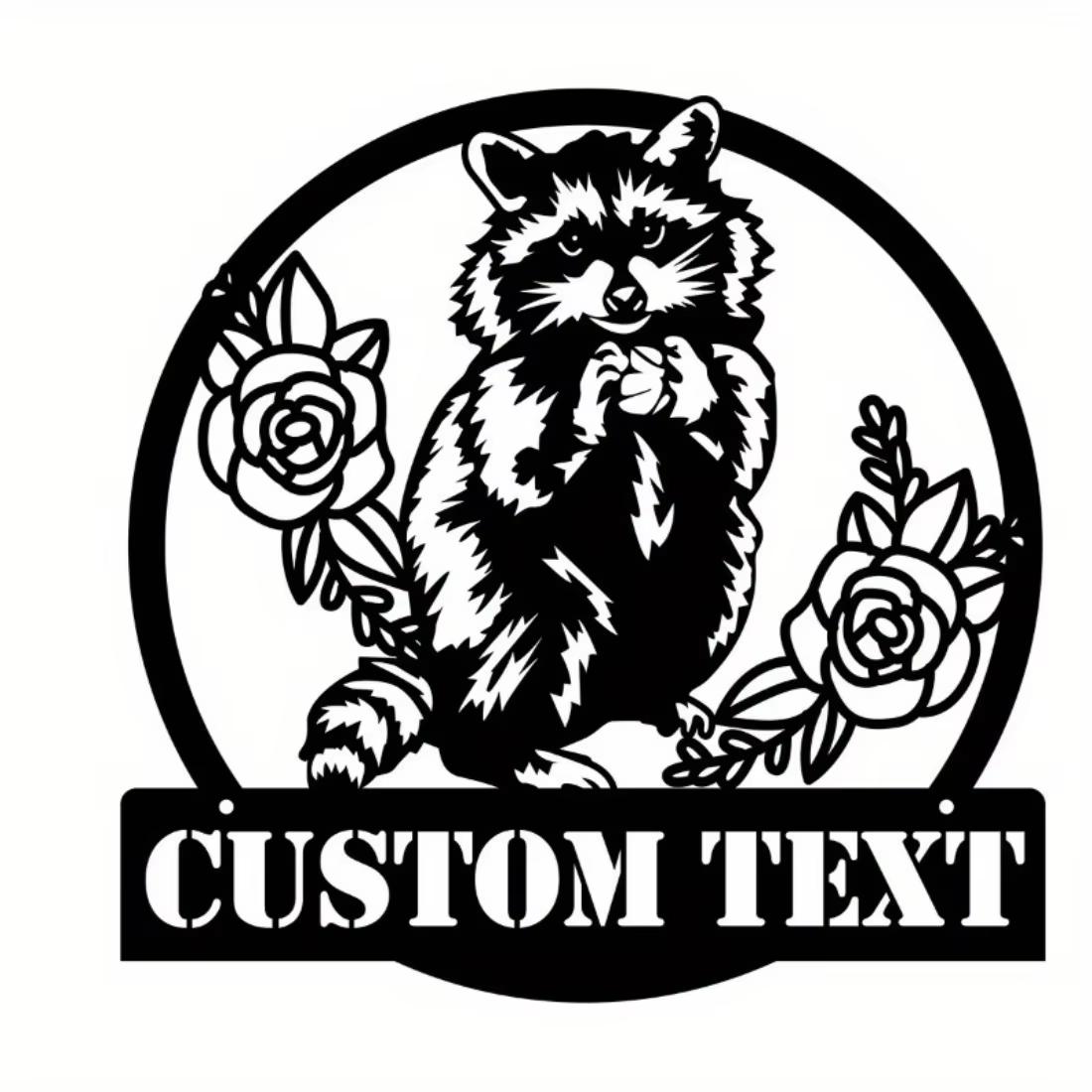 

Customized Personalized Raccoon Metal Sign Captivating Wall Art Ideal Decor Name Sign S чорний