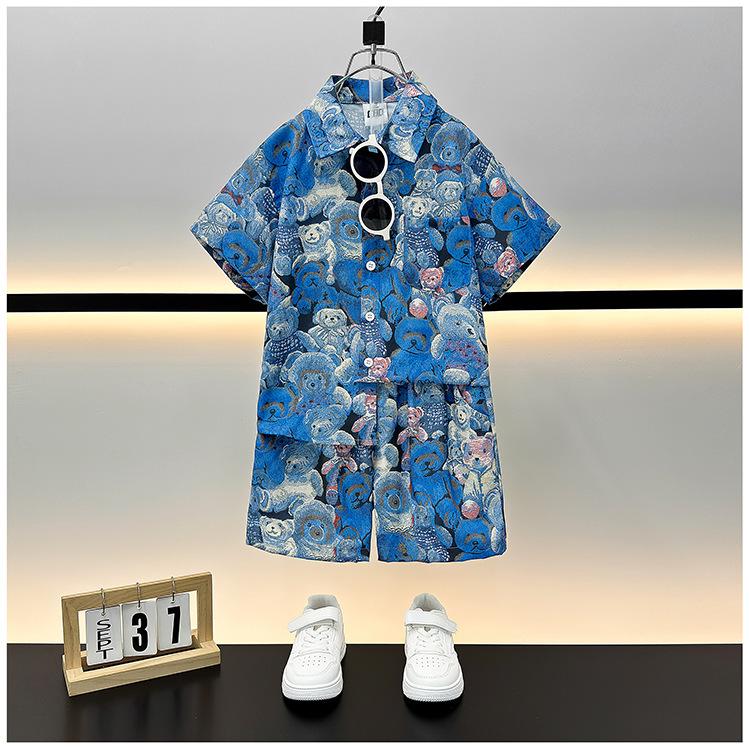 Trendy Boys' Street Style Summer Beachwear Two-Piece Set
