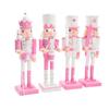 Handmade Wood Nutcrackers Soldier Unique 50CM Pink Nutcrackers Soldier Crafted for Enthusiasts of Festival Ornament