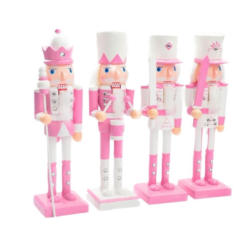 Handmade Wood Nutcrackers Soldier Unique 50CM Pink Nutcrackers Soldier Crafted for Enthusiasts of Festival Ornament