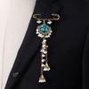 Bohemian Rhinestone Flower Tassel Brooch for Women - Exotic Style Suit Coat Pin