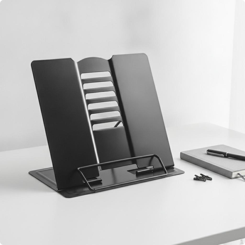 Metal Book Stand Hands Desktop Holder Compact Reading Rest for Readers, Students, Desk, Study,