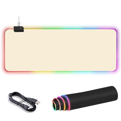 Large Gaming Mouse Pad with 12 RGB Lighting Effects, Waterproof Multi-Spandex Surface, and Non-Slip Rubber Base, 800*300*4mm (Milk Brown)