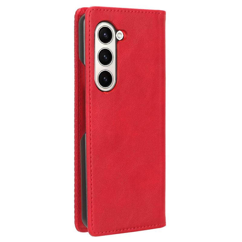Etui ze skóry PU w stylu retro z podstawką na telefon dla Samsunga Galaxy Z Fold6 5G