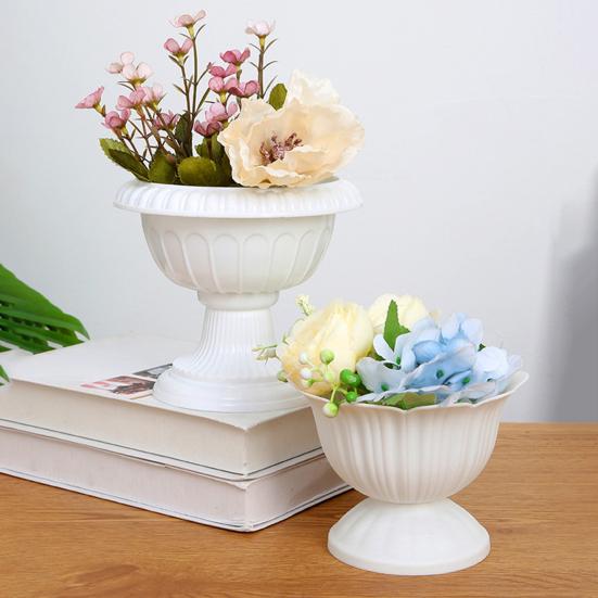 Runder Mini-Blumentopf aus Kunststoff Vintage Schreibtisch-Pflanzenbehälter für Kräuter Entwässerung Bereit Innen Außen Pflanzgefäß für Zuhause Büro Garten