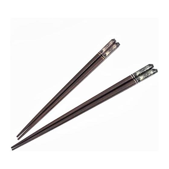 A Pair of Lacquered Chopsticks with Chopstick Rests In a Paulownia Box - "Hanahanabi" Design, 2 Pairs, Made In Japan