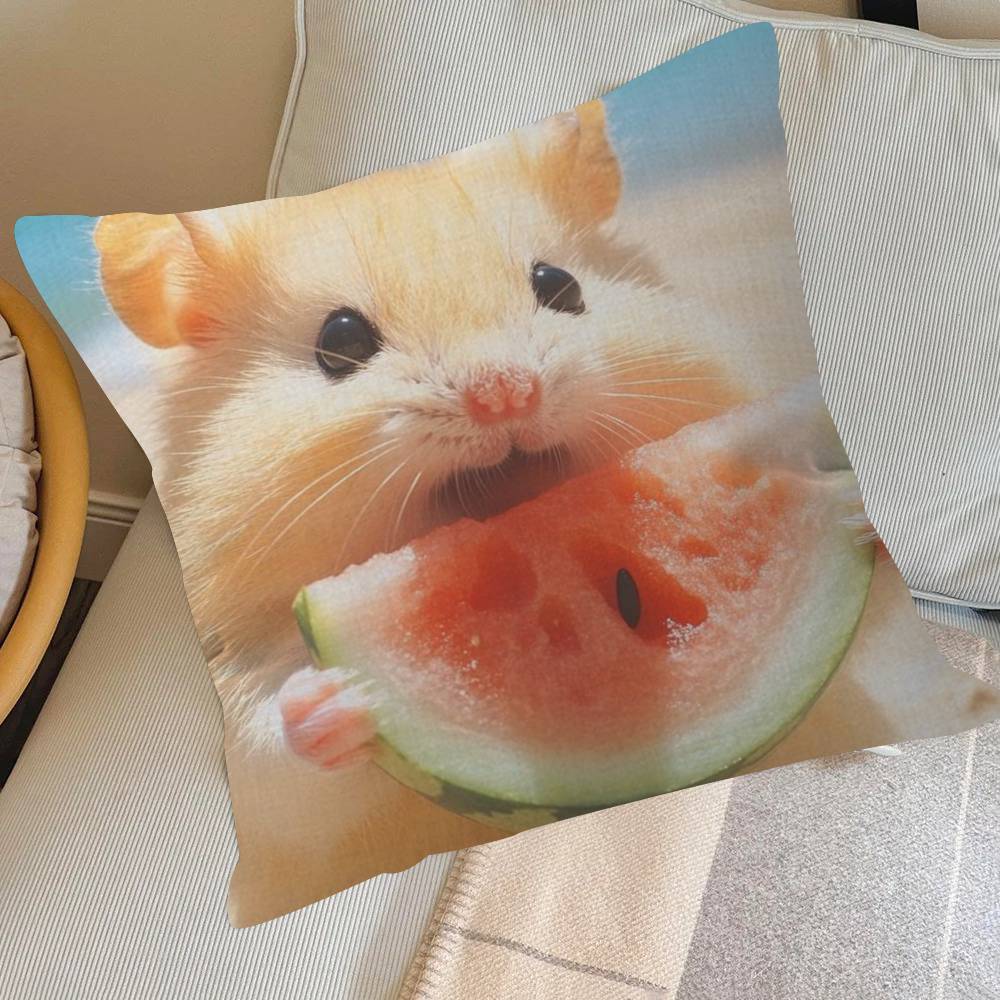 Funny Sad Hamster Emoticon   Pillow Cover for Bedroom Room and Living Room Sofa Decorative Cushion Cover