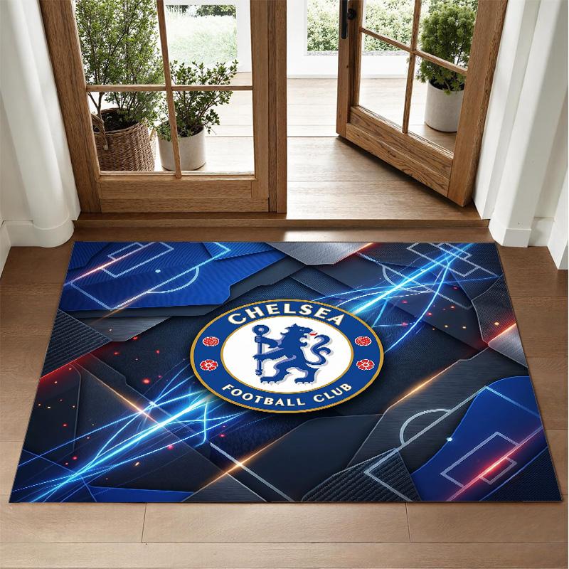 Chelsea FC Design Crystal Velvet Rug Soft Decorative Mat for Bedroom Entrance