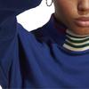 Adidas Originals Trefoil Logo Embroidered Stripe Stand-Up Collar Pullover Sweatshirt Women Tops Blue IC5238