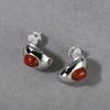 Premium Copper-Plated Platinum Inlaid With Natural Nanhongshi S925 Silver Needle Earrings Niche Fashion Simple Earrings