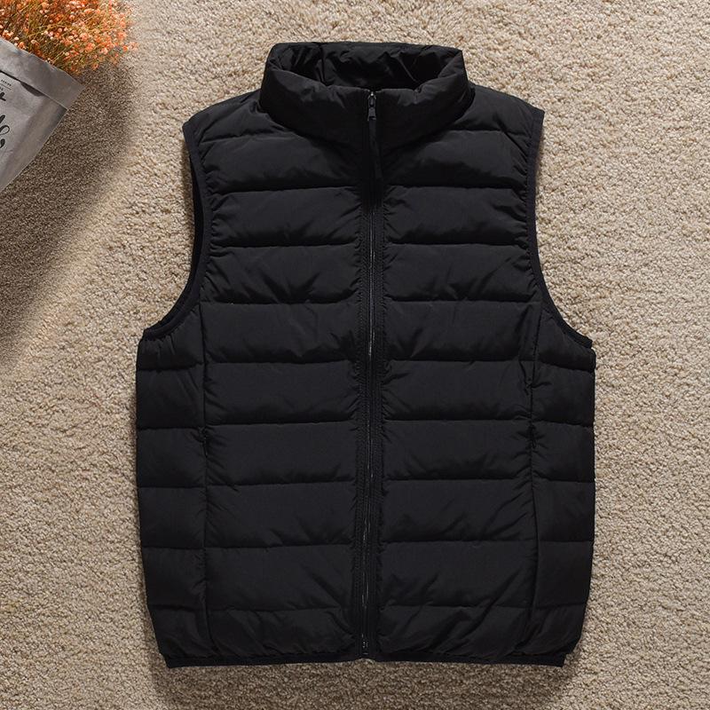 2024 Men's Lightweight Down Vest - Casual Sleeveless, Short Stand Collar, Plus Size Autumn/Winter Outerwear