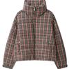 Vintage Plaid Cotton Blend Puffer Jacket Womens Loose Fit Round Neck Casual Winter Coat