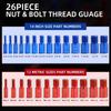 26-Piece Nut and Bolt Thread Gauge Set (Red and Blue)
