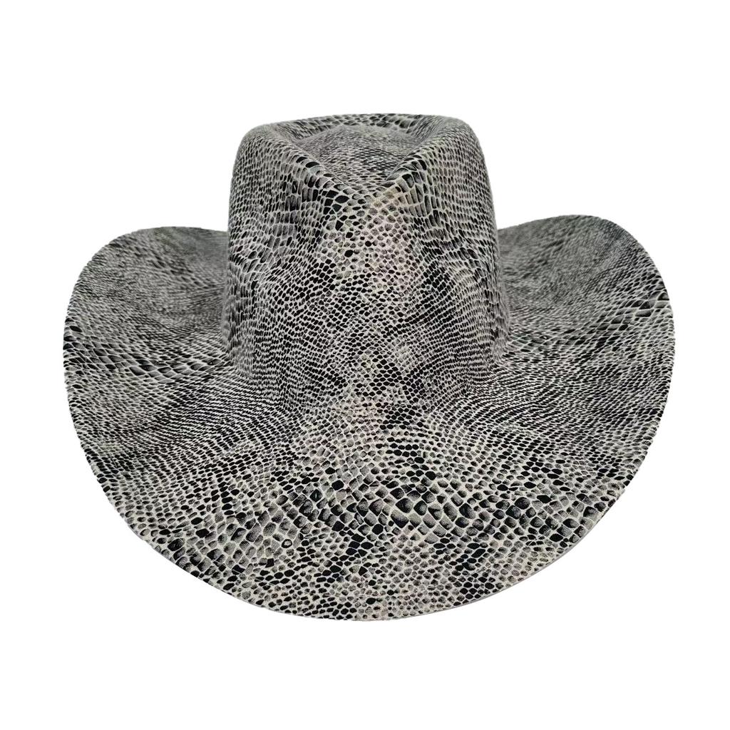 Retro Snakeskin Pattern Western Cowboy Hat Men'S Outdoor Travel Spring And Autumn Hat Women'S British Style Jazz Top Hat