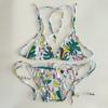 2025 Women's Floral Lace-Up Bikini with Chest Pad