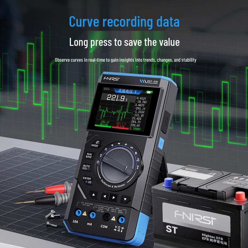 FNIRSI DST210 3-in-1 Digital Multimeter: 4.5 Digit, 10M Bandwidth Oscilloscope & Signal Generator