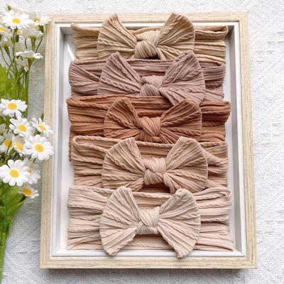 European & American Soft Nylon Baby Bow Headband Set - 5pcs