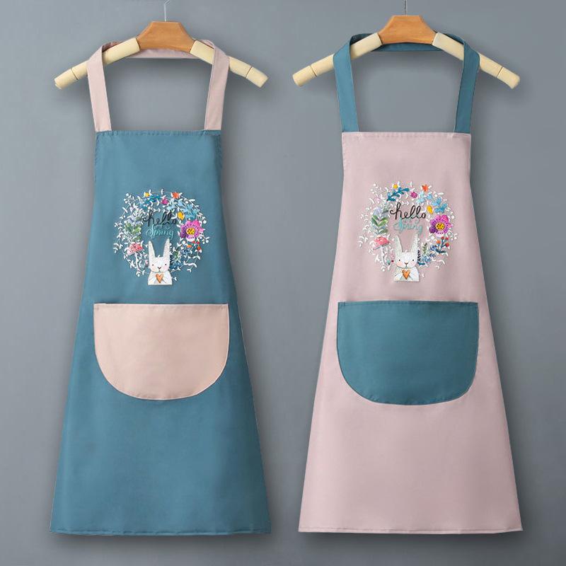 2023 Pink Waterproof Oilproof Half-Body Kitchen Apron for Men and Women