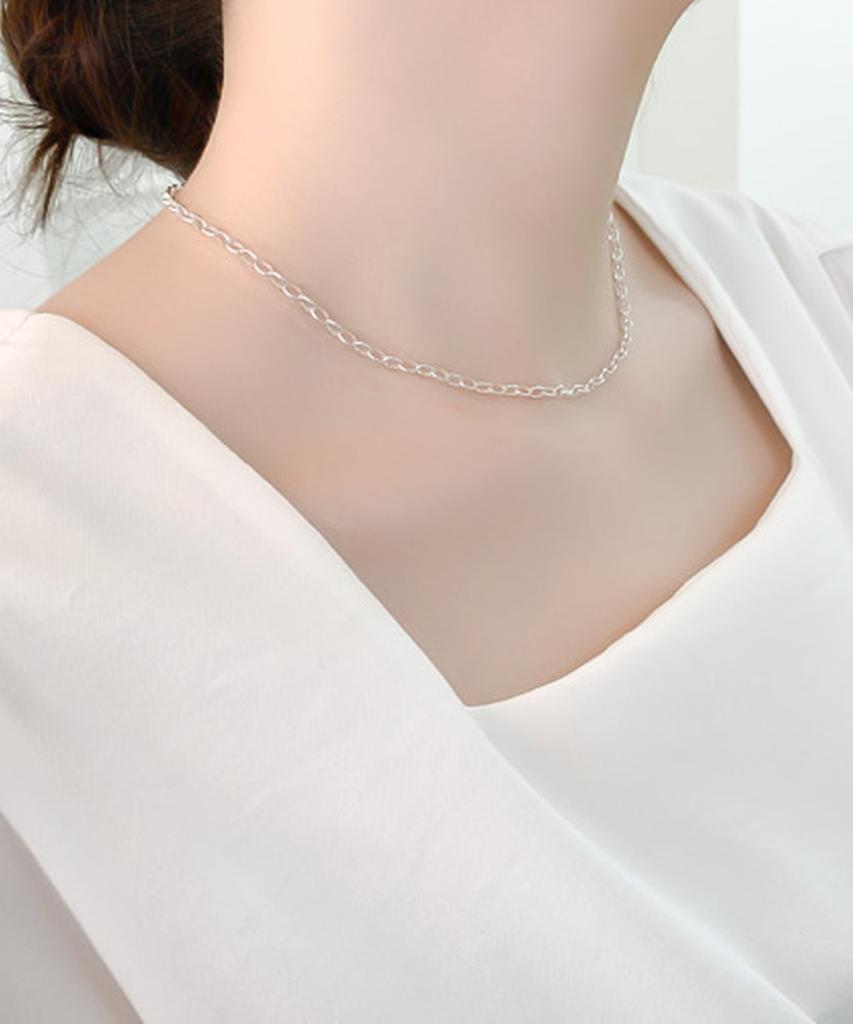 Alleun Silver 925 Ginger Oval Chain Necklace