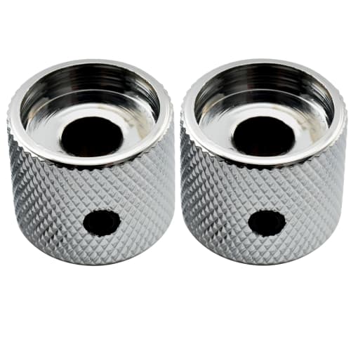 Musiclily Pro 1/4" Steel Abalone Dome Knobs, Side-Threaded, Universal Fitting for Electric Guitar/Bass, Chrome (Set of 2)