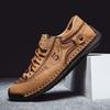 Men's British Style Plus Size Low-Top Hand-Stitched Leather Shoes - Spring Casual Outdoor Footwear