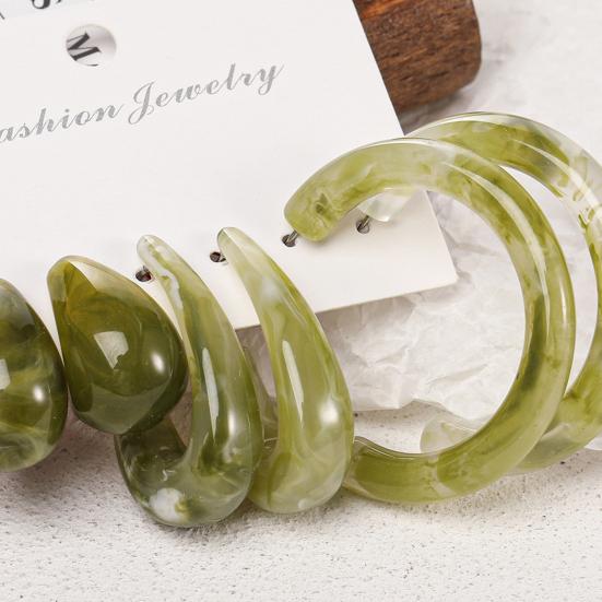 3 Paare/Set C-förmige transparente Damenohrringe Acryl Piercing runde Stecker Ohrringe Schmuck Accessoire