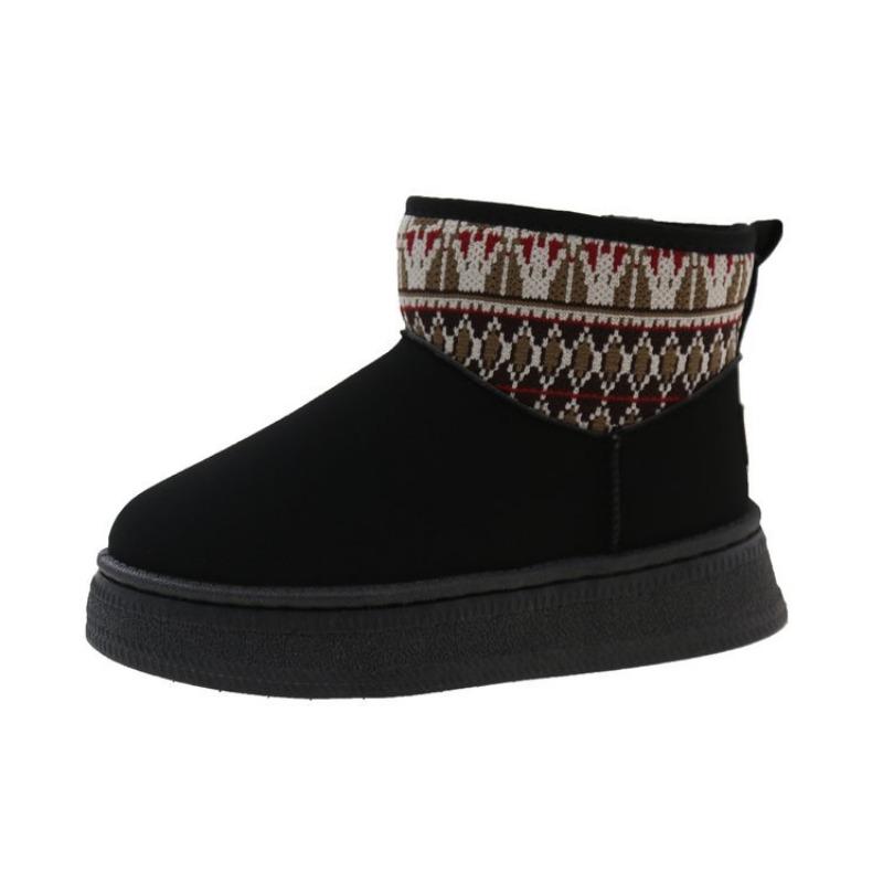 

Autumn and winter retro sleeve snow boots women s new velvet thermal cotton shoes women s short cotton boots 36 чёрный