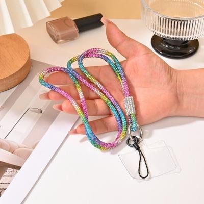 Glitter Crystal Rhinestone Phone Lanyard Bright Bling Bling Phone Wrist Rope Anti-lost Keychain Phone Accessories