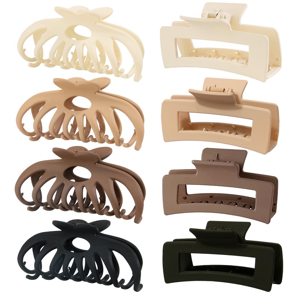 Matte Hair Clips for Women and Girls - Rectangle and Double Row Small Claw Clips for Thin/Medium Fine Hair - Nonslip Jaw Clips