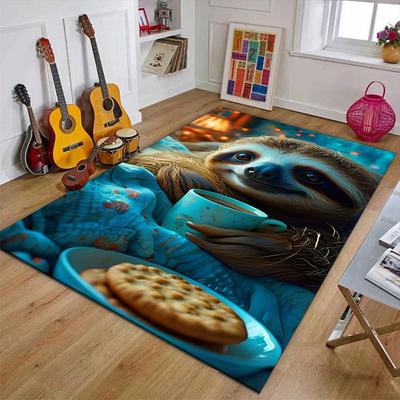 Crystal Velvet Sloth Design Area Rug for Bedroom, Living Room, And Home Office Decoration, Stylish Mat for Bedside A78