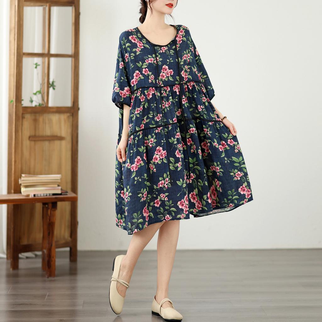 DIMANAF Nuovo 2026 Donna Taglie Forti Estiva Abito Lungo Morbido Oversize Maxi Donna Floreale Cotone Vestito da Sole Spiaggia