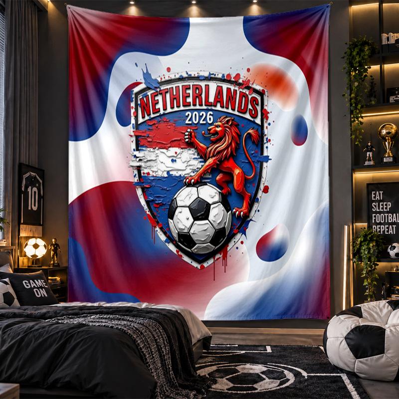 Wall Hanging Tapestry Netherlands Football Print Cloth for Living Room Bedroom Home Decor